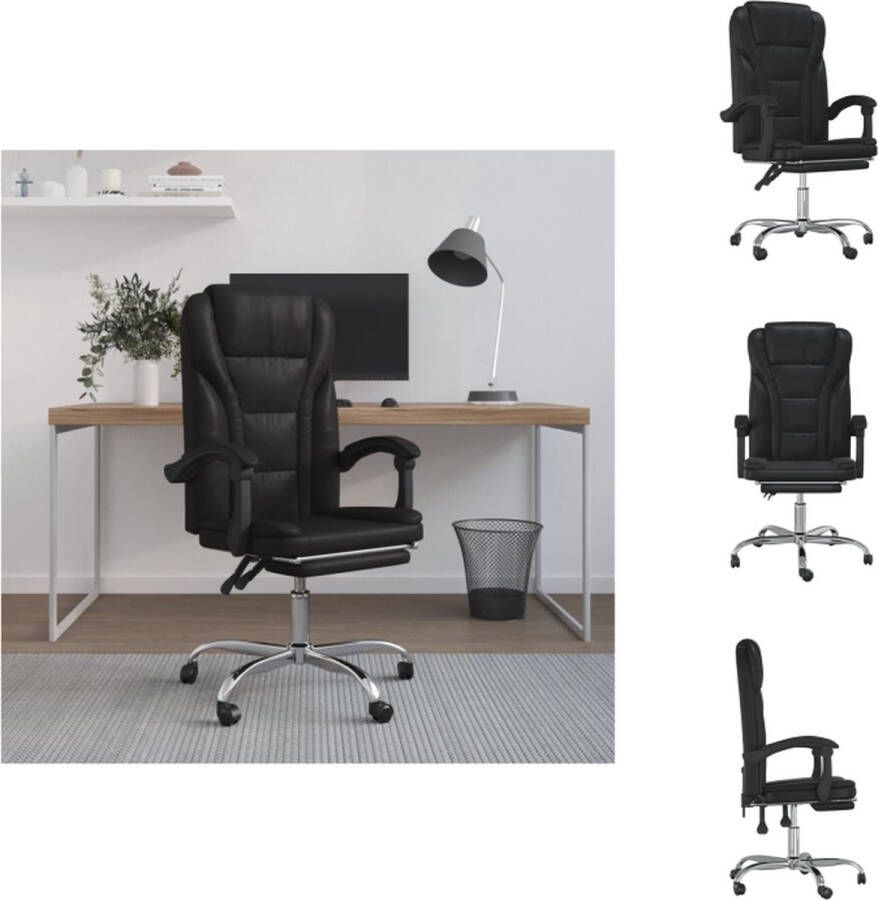 VidaXL Verstelbare bureaustoel Kunstleer Zwart 63x56x(112.5-122)cm Elegant en comfortabel Bureaustoel
