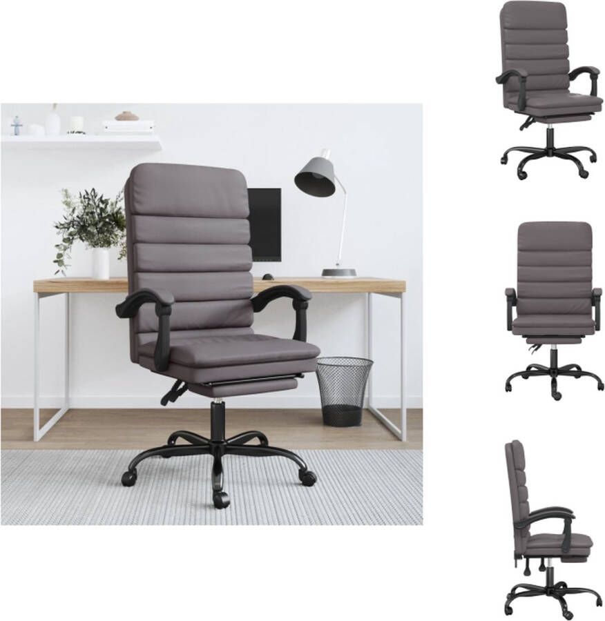 VidaXL Verstelbare Bureaustoel Massagefunctie Grijs 63x56x(110.5-120)cm Bureaustoel