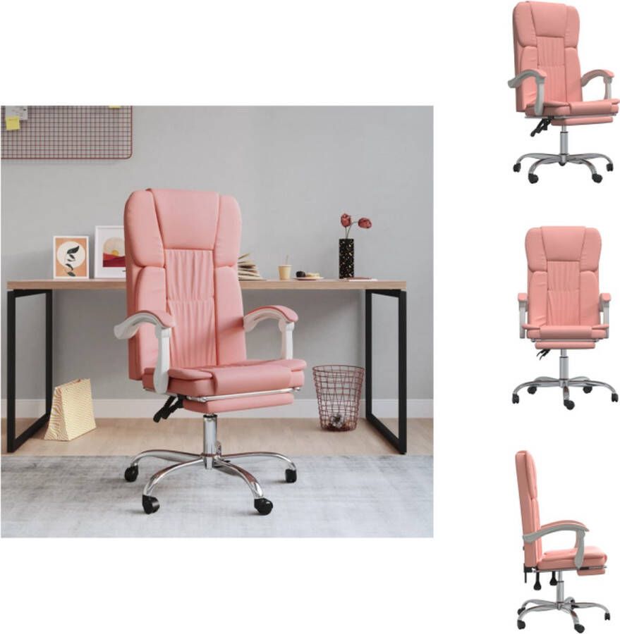VidaXL Verstelbare Bureaustoel Roze Kunstleer 63x56x(112.5-122)cm Stabiel Frame Bureaustoel
