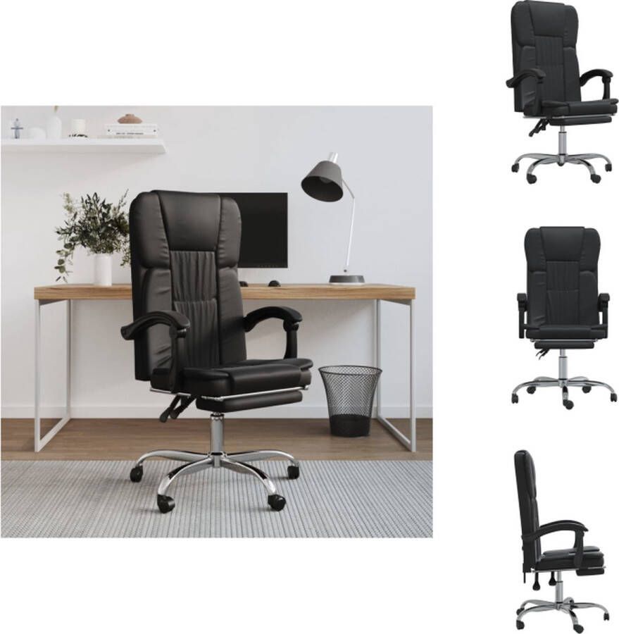 VidaXL Verstelbare bureaustoel Zwart kunstleer Duurzaam Comfortabel 63x56x122cm Inclusief montagehandleiding Bureaustoel