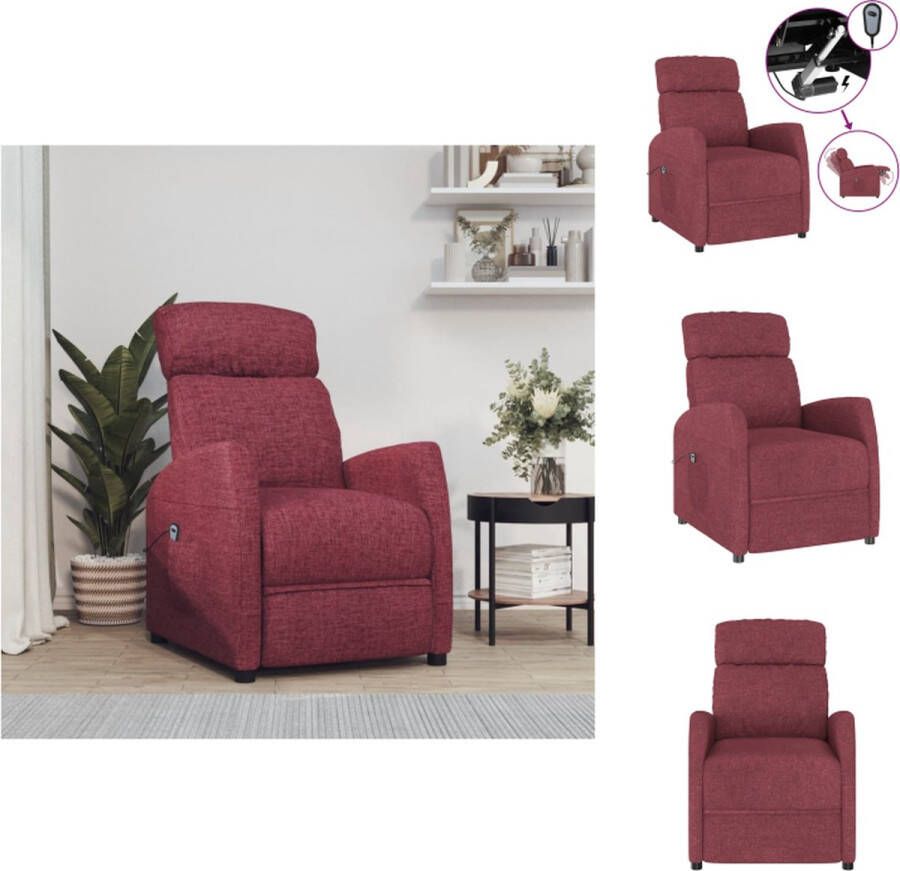 VidaXL Verstelbare Fauteuil Hoge Rug Elektrisch Wijnrood 67x86x100 cm Fauteuil