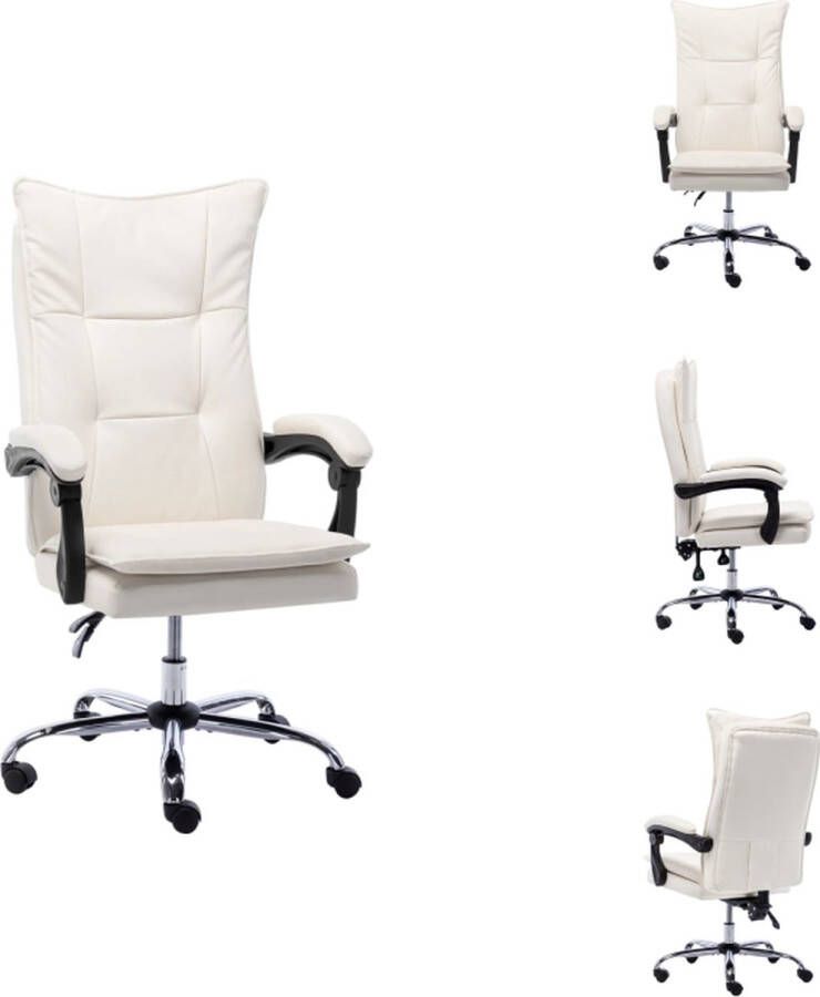VidaXL Verstelbare kantoorstoel Crème 64 x 68 x (113 120) cm Ergonomisch Bureaustoel
