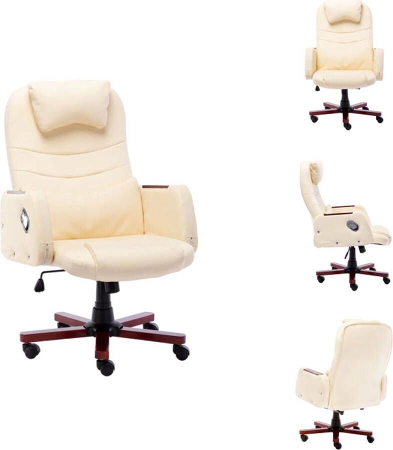 VidaXL Verstelbare Kantoorstoel Crème 66 x 68 x (106-115) cm Ergonomisch ontwerp Bureaustoel