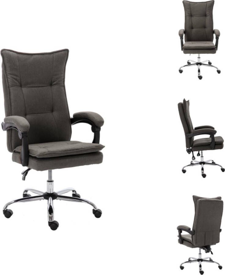 VidaXL Verstelbare Kantoorstoel Grijs 64 x 68 x (113-120) cm Ergonomisch en Comfortabel Bureaustoel