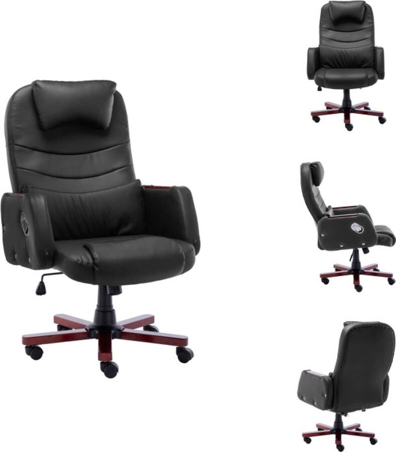 VidaXL verstelbare kantoorstoel zwart kunstleer 66 x 68 x (106-115) cm ergonomisch Bureaustoel