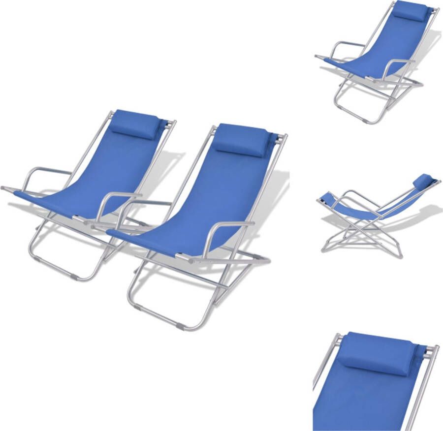VidaXL Verstelbare Ligstoelen Blauw 69 x 61 x 94 cm PVC Zitting Ligbed