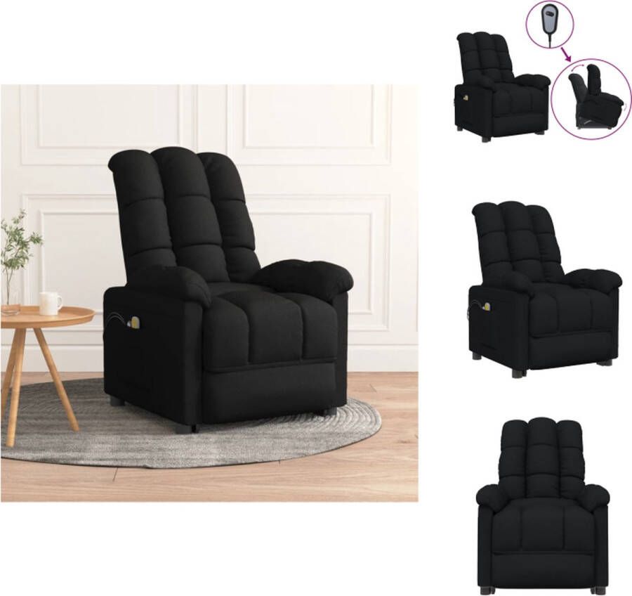 VidaXL Verstelbare sta-op massagestoel 74 x 99 x 102 cm zwart stof 6-punts trillingsmassage Fauteuil