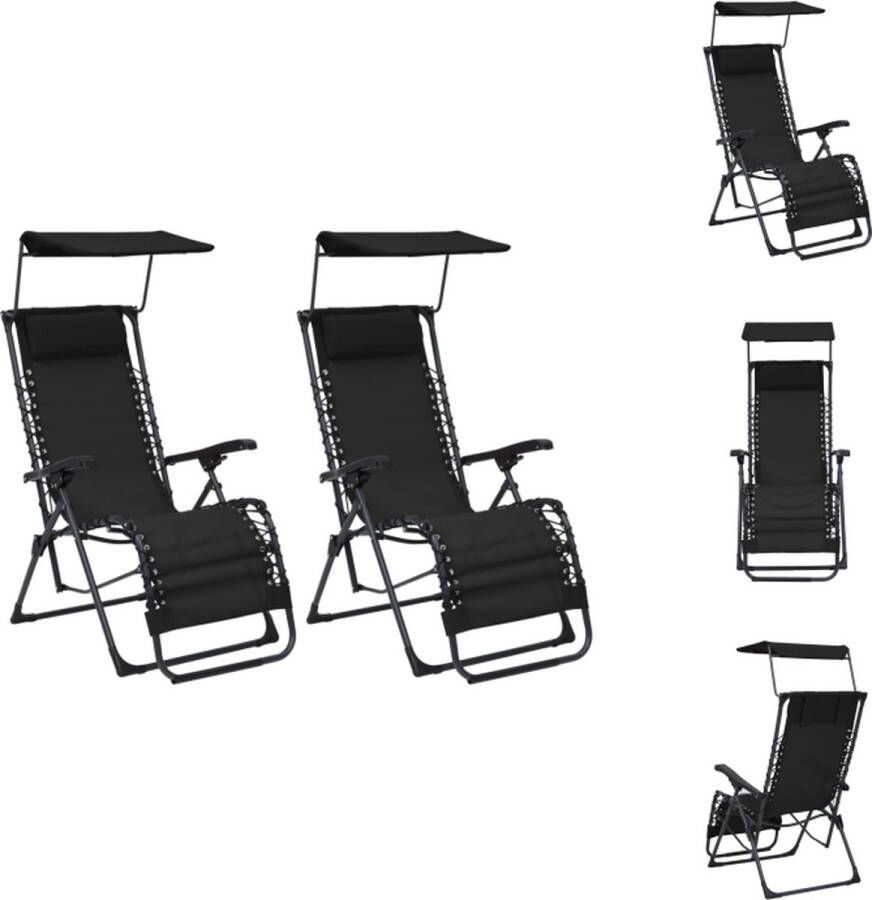 VidaXL Verstelbare terrasstoelen 61x88x107.5 cm zwart Ligbed