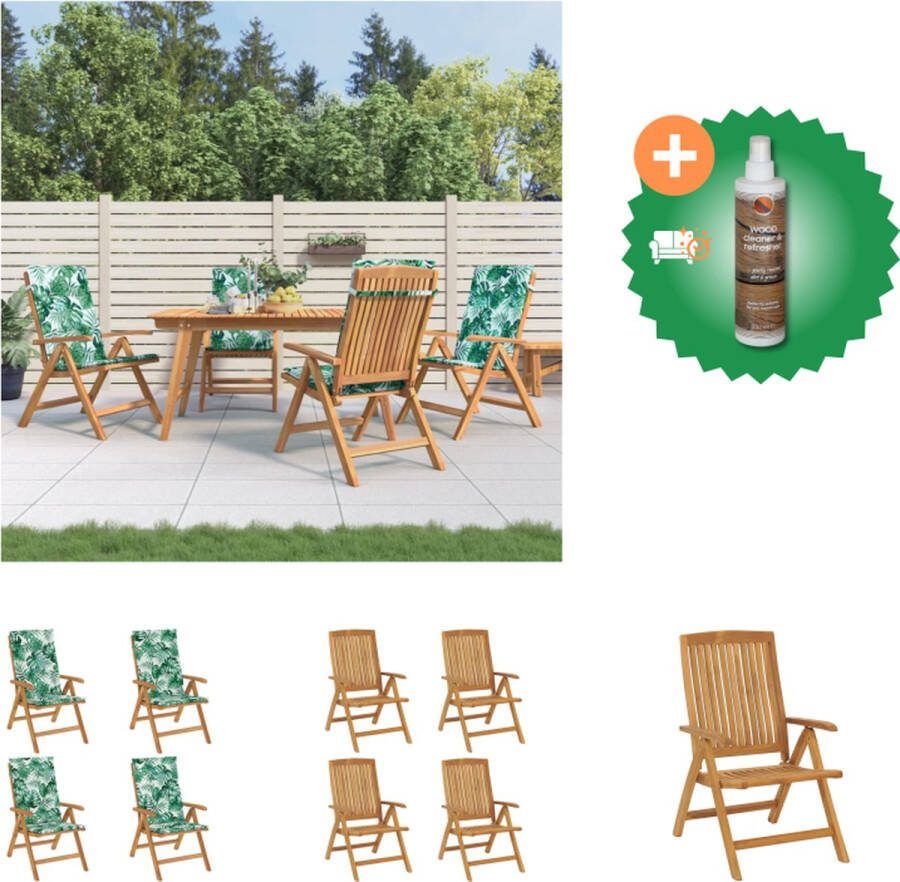 VidaXL Verstelbare Tuinstoel Massief Teakhout Comfortabel zitkussen Inklapbaar Anti slipontwerp Tuinstoel Inclusief Houtreiniger en verfrisser
