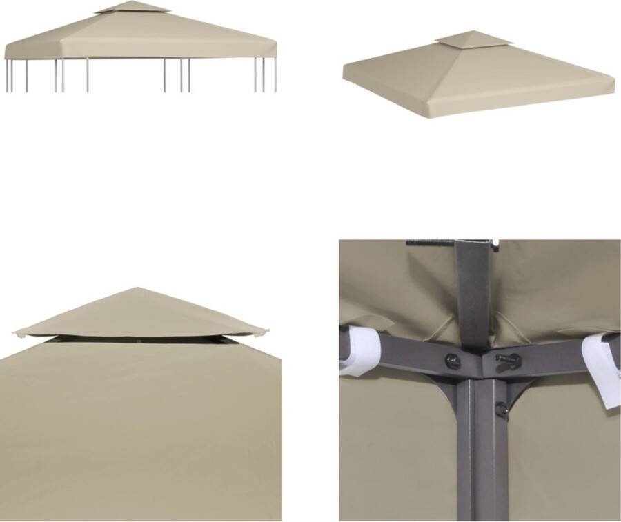 VidaXL Vervangend tentdoek prieel 310 g m² 3x3 m beige Prieeldoek Prieeldoeken Doek Voor Prieel Doeken Voor Priëlen