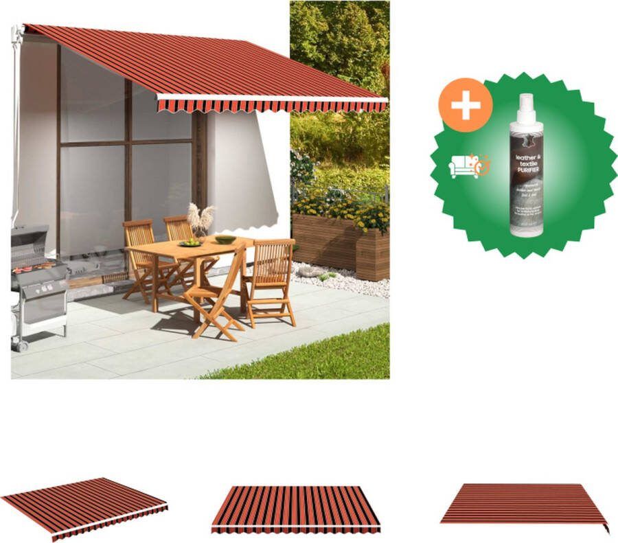 VidaXL Vervangingsdoek voor luifel 4 5x3 5 m oranje en bruin Vensterzonwering Inclusief Reiniger