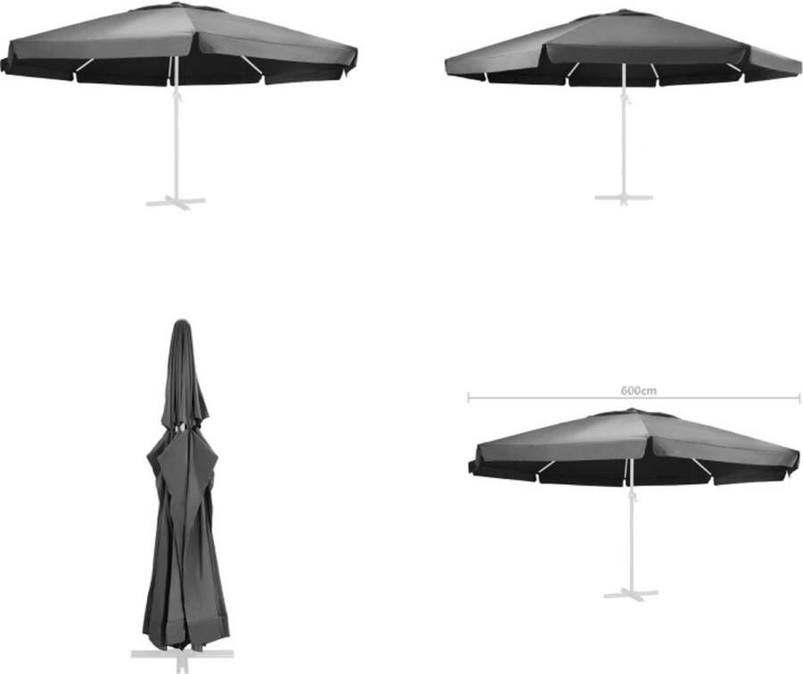 VidaXL Vervangingsdoek voor parasol 600 cm antracietkleurig Vervangend Doek Vervangende Doeken Vervangingsdoek Vervangingsdoeken