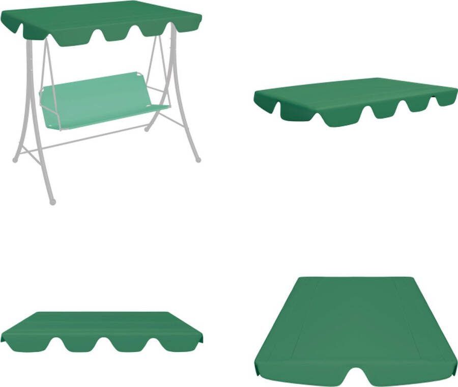 VidaXL Vervangingsluifel voor schommelbank 188 168x110 145 cm groen Luifel Luifels Overkapping Overkappingen