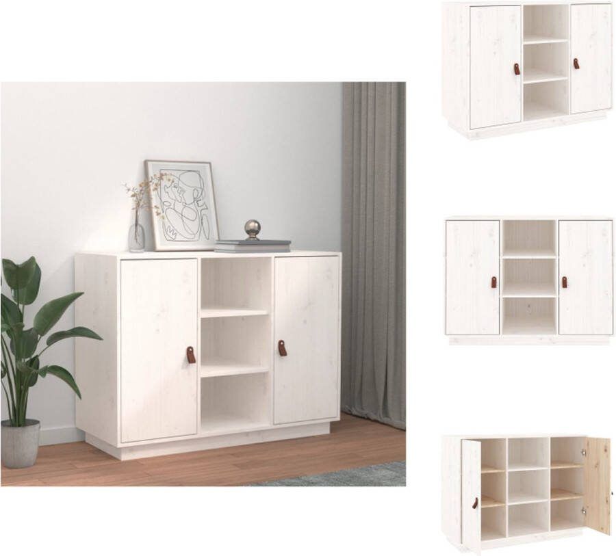 VidaXL VidalXL Dressoir Grenenhout Wit 100 x 40 x 75 cm Met opbergruimte Keukenkast