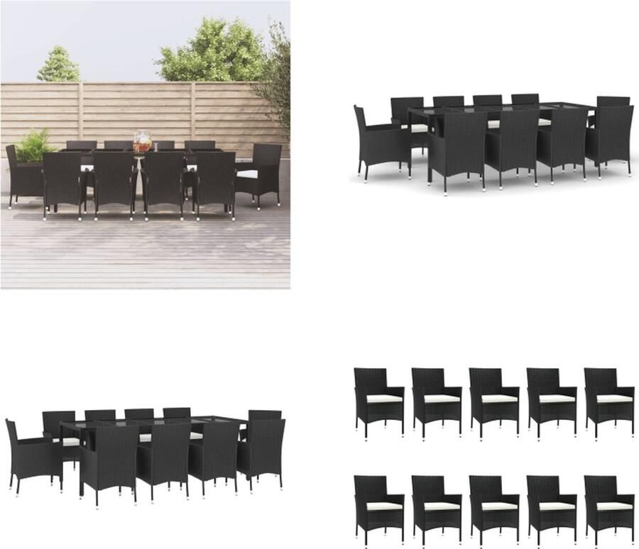 VidaXL 11-delige Tuinset met kussens poly rattan zwart Tuinset Tuinsets Tuin Set Tuinmeubelset