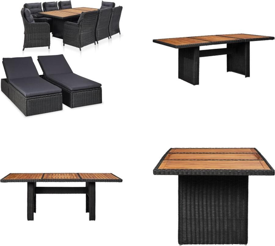 VidaXL 11-delige Tuinset poly rattan zwart Tuintafel En Stoel Tuintafels En Stoelen Tuintafel Set Tuintafel Sets
