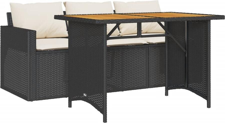 VidaXL 2-delige Tuinset met kussens poly rattan zwart