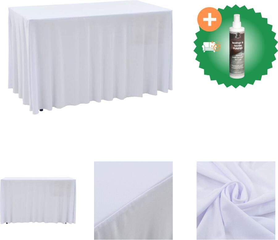 VidaXL 2 st Tafelhoezen stretch met rok 120x60 5x74 cm wit Tuinmeubelhoes Inclusief Reiniger