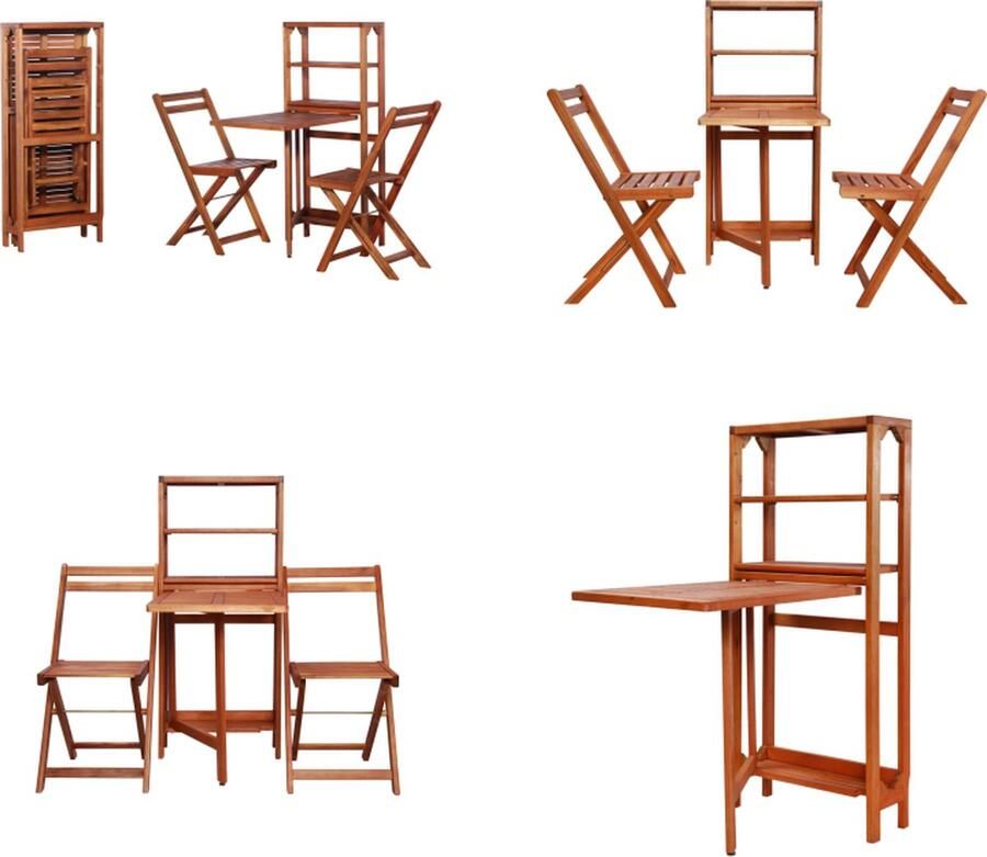 VidaXL 3-delige Bistroset inklapbaar massief acaciahout Bistro Set Bistro Sets Houten Bistroset Houten Bistrosets