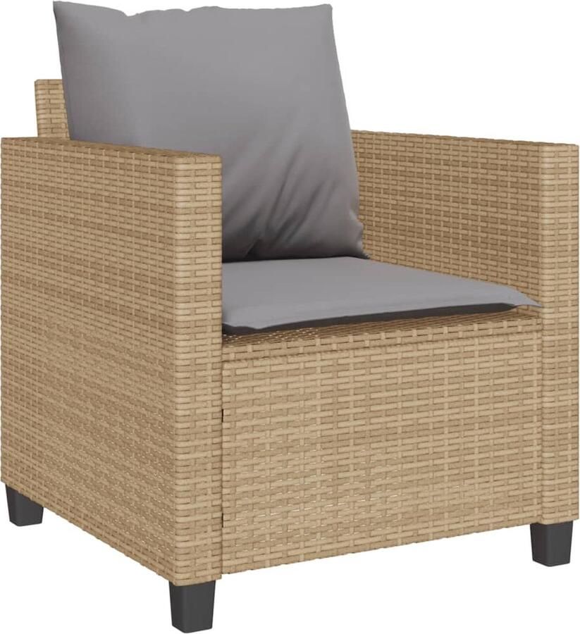 VidaXL 3-delige Bistroset met kussens poly rattan beige