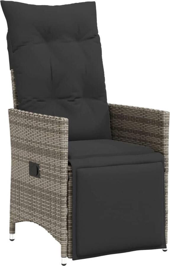 VidaXL 3-delige Bistroset met kussens poly rattan grijs