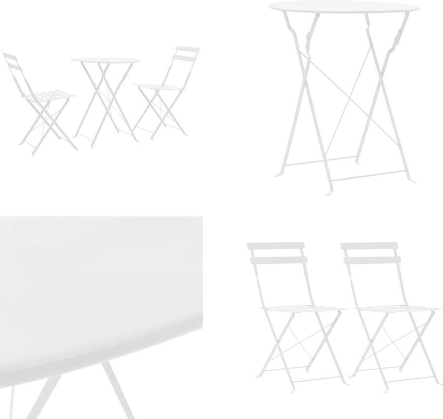 VidaXL 3-delige Bistroset staal wit Bistroset Bistrosets Tuinset Tuinsets