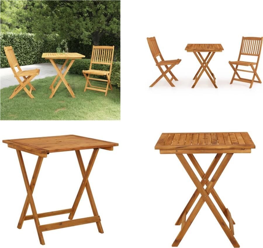 VidaXL 3-delige Tuinset inklapbaar massief acaciahout Bistroset Bistrosets Eethoek Voor In De Tuin Eethoeken Voor In De Tuin