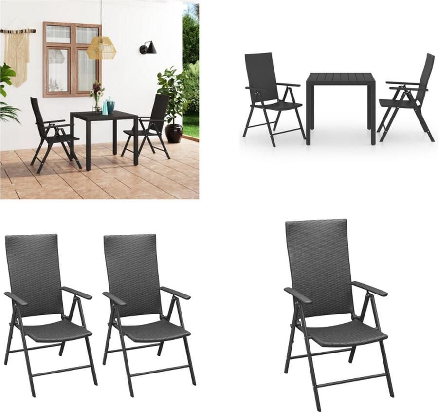 VidaXL 3-delige Tuinset zwart Eetset Eetsets Tuinset Tuinsets