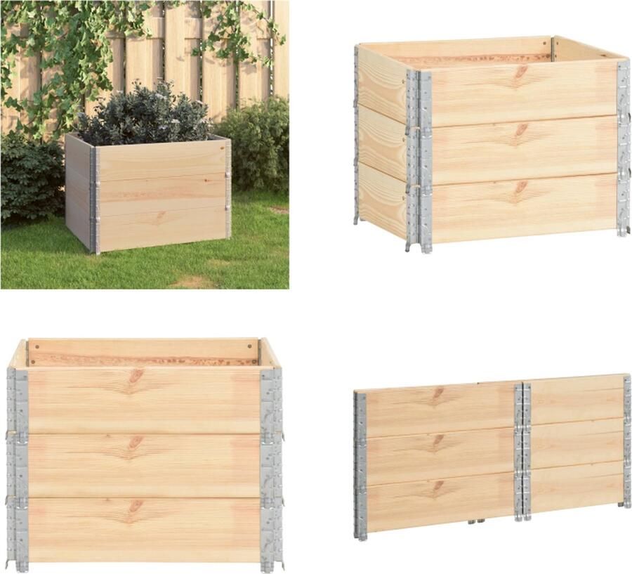 VidaXL 3 st Plantenbakken verhoogd 60x80 cm massief grenenhout Verhoogde Plantenbak Verhoogde Plantenbak Houten Verhoogde Plantenbak Tuinbak