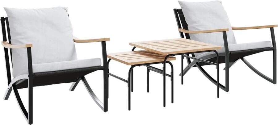 VidaXL 4-delige Balkonset met kussens staal zwart