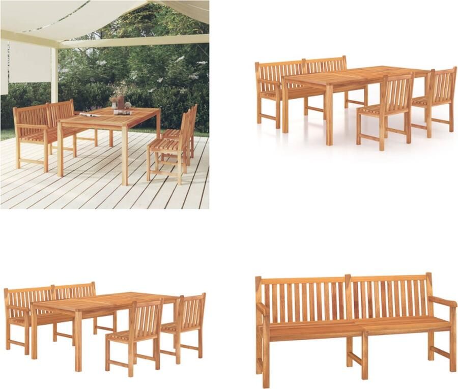 VidaXL 4-delige Tuinset massief teakhout Tuinset Tuinsets Terrasset Eethoek