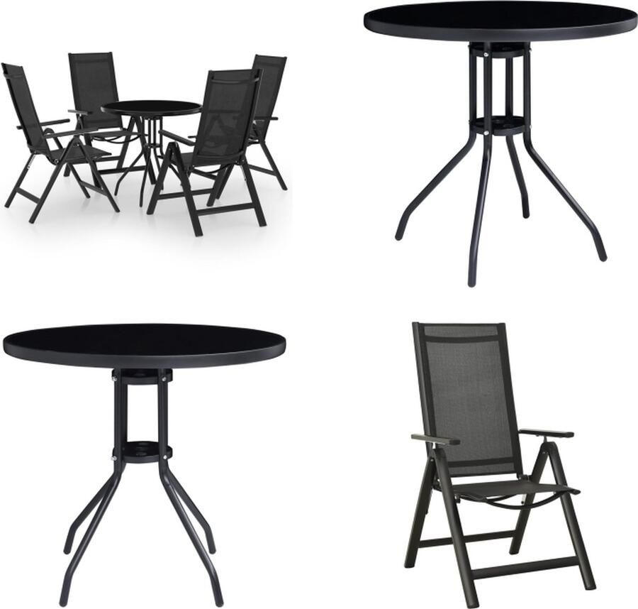 VidaXL 5-delige Bistroset zwart en atracietkleurig Bistroset Bistrosets Terrasset Terrassets
