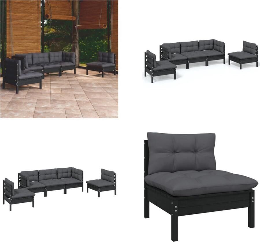 VidaXL 5-delige Loungeset met kussens massief grenenhout Loungeset Loungesets Lounge Set Lounge Sets