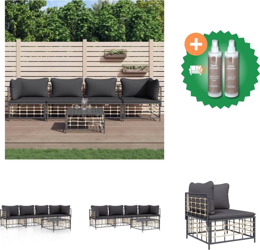 VidaXL Loungeset vul hier de naam in Bankstellen 72x72x66 cm Antraciet Loungebank Inclusief Onderhoudsset