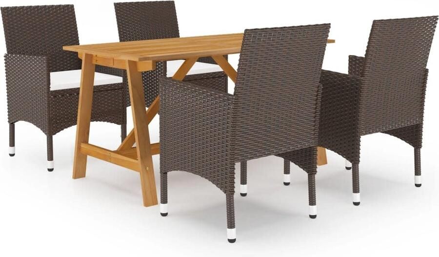 VidaXL 5-delige Tuinset met kussens bruin