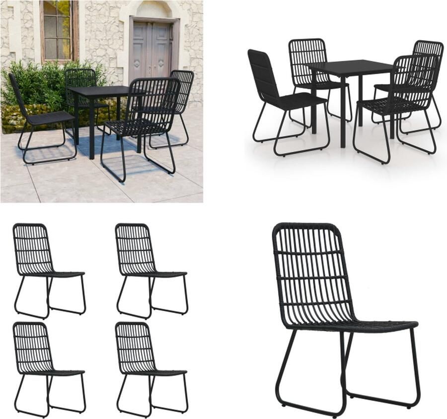 VidaXL 5-delige Tuinset poly rattan en glas Eetset Eetsets Eettafel En Stoel Eettafels En Stoelen