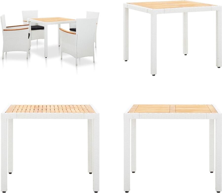 VidaXL 5-delige Tuinset poly rattan wit Eethoek Voor Buiten Eethoeken Voor Buiten Tuinset Tuinsets