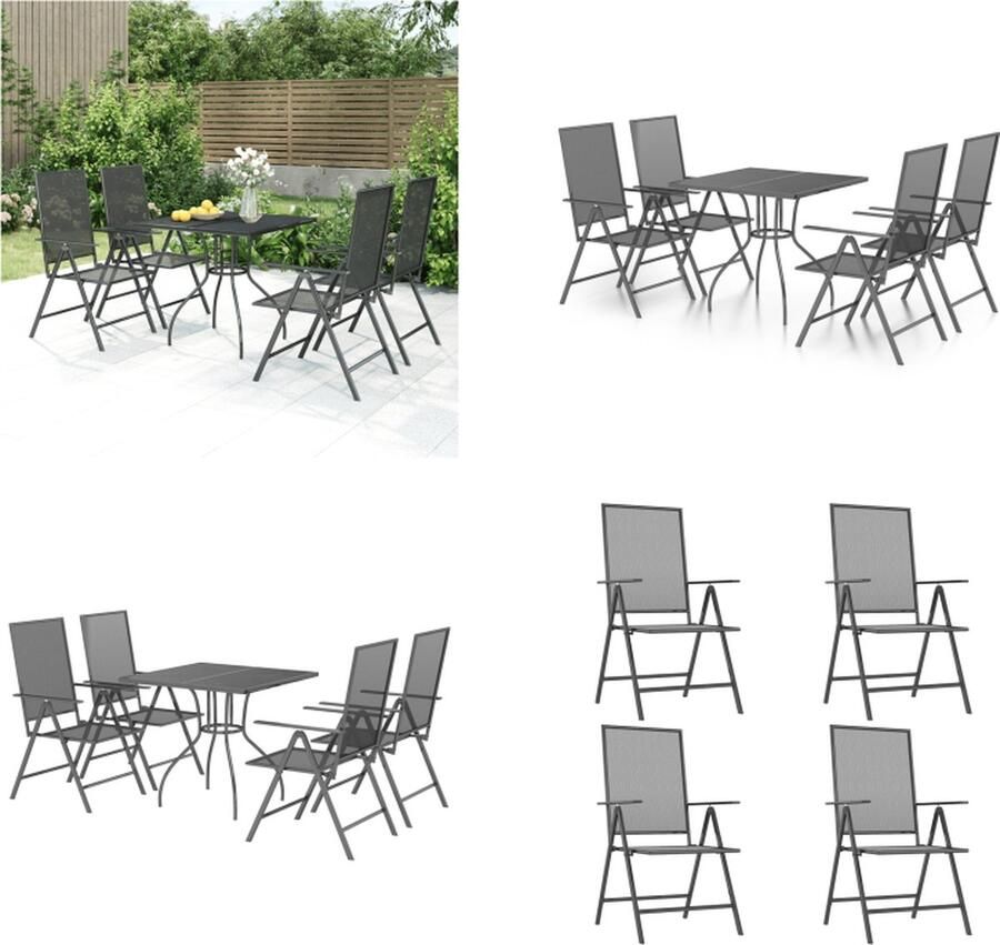 VidaXL 5-delige Tuinset staal antracietkleurig Tuinset Eethoek Buitenset