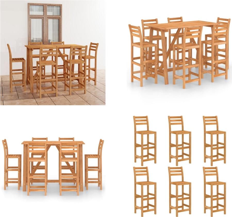 VidaXL 7-delige Tuinbarset massief acaciahout Barset Barsets Tuinbarset Tuinbarsets
