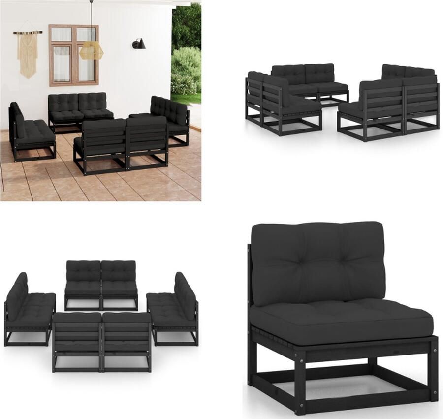 VidaXL 8-delige Loungeset met kussens massief grenenhout Loungeset Loungesets Tuinsets