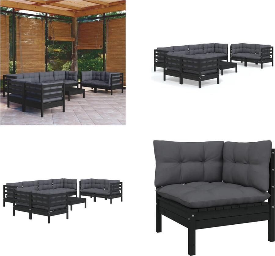 VidaXL 9-delige Loungeset met kussens massief grenenhout Loungeset Loungesets Lounge Set Lounge Sets