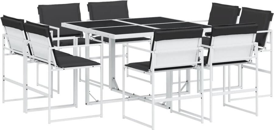 VidaXL 9-delige Tuinset met kussens textileen wit