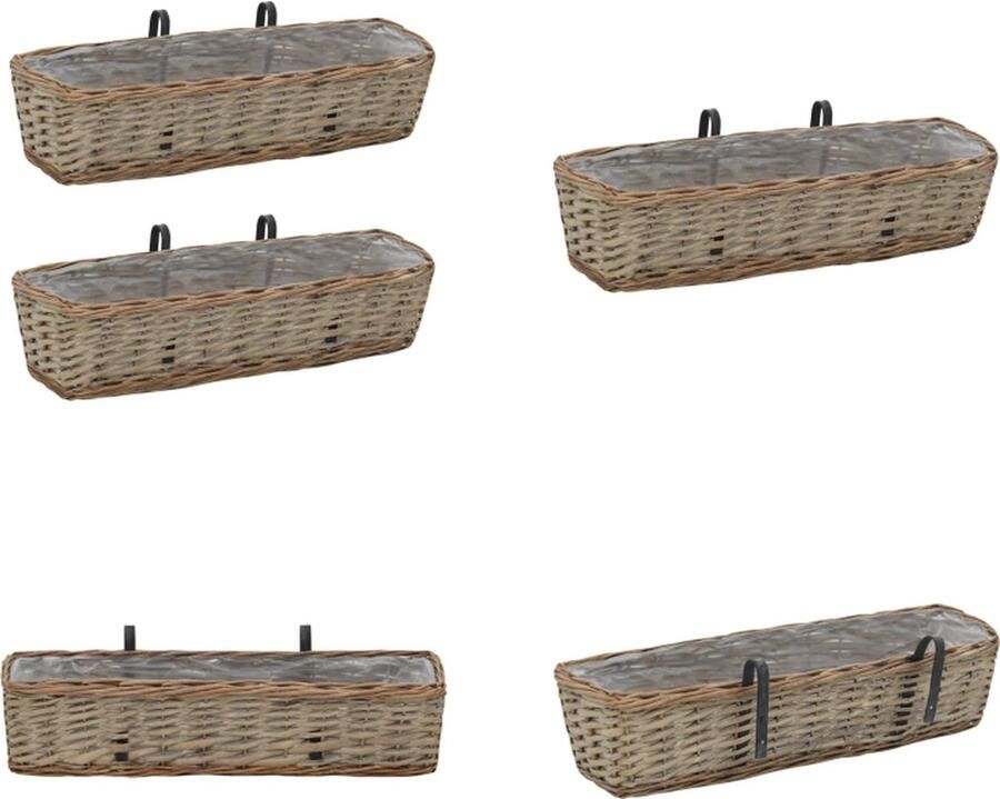 VidaXL Balkonbakken 2 st 60 cm wicker met PE-voering Balkonbak Balkonbakken Balkonplantenbak Balkonplantenbakken