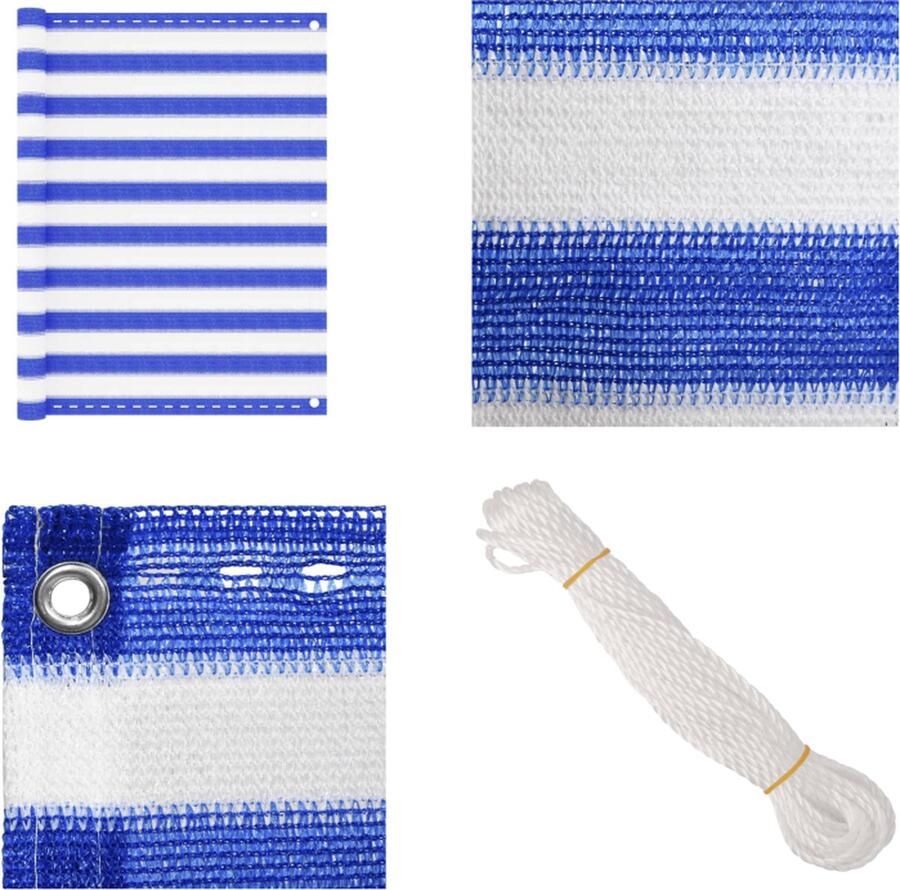 VidaXL Balkonscherm 120x500 cm HDPE blauw en wit Balkonscherm Balkonschermen Privacyscherm Scherm