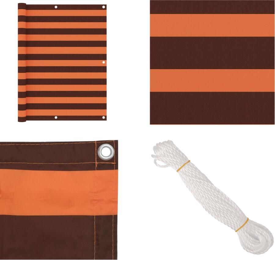 VidaXL Balkonscherm 125x500 cm oxford stof oranje en bruin Balkonscherm Balkonschermen Scherm Privacyscherm