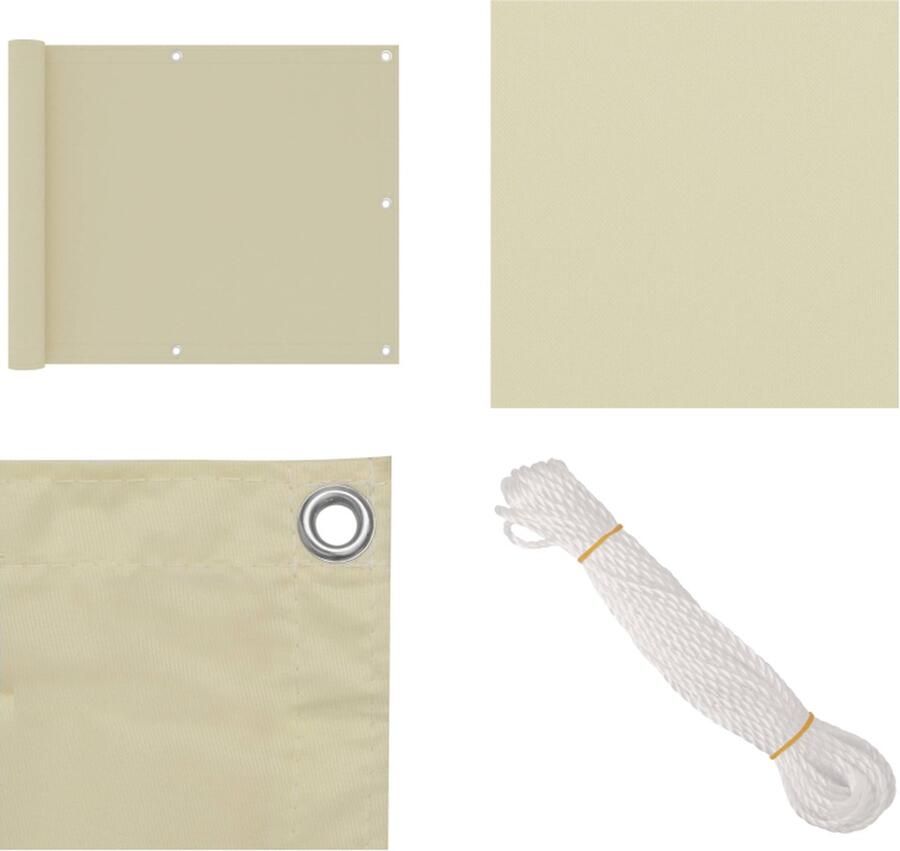 VidaXL Balkonscherm 75x500 cm oxford stof crème Balkonscherm Balkonschermen Scherm Schermen