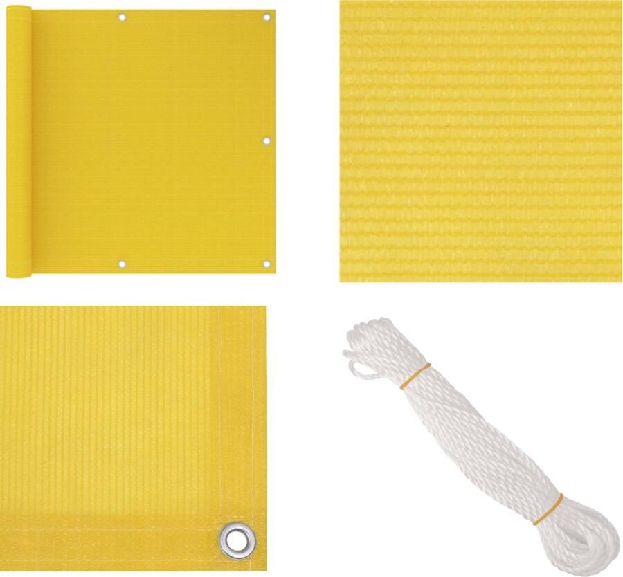 VidaXL Balkonscherm 90x600 cm HDPE geel Balkonscherm Balkonschermen Scherm Schermen