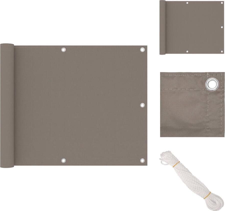 VidaXL Balkonscherm Oxford 75x500 cm Waterbestendig Taupe Parasol