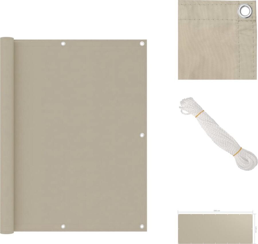 VidaXL Balkonscherm Oxford Beige 120x300 cm water- en winddicht Parasol