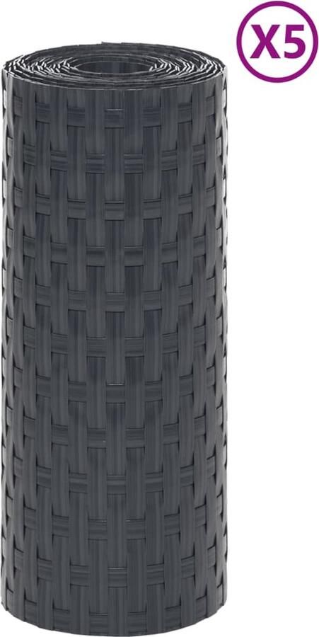 VidaXL Balkonschermen 5 st 255x19 cm poly rattan antracietkleurig